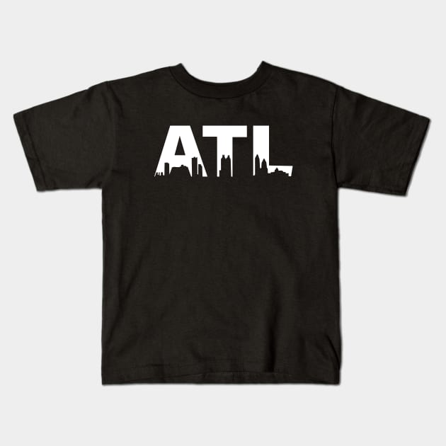 ATL White Skyline Kids T-Shirt by ilrokery